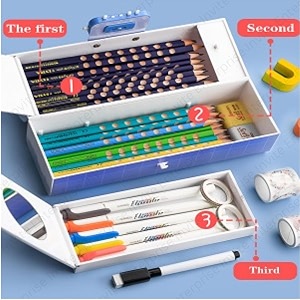 pencil box with code lock pen case kids pencil case style password lock pencil box case multi-layer pencil box for boys girls dinosaur purple password pencil box