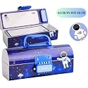 Plastic Pencil Box With Code Lock Pen Case Kids Pencil Case Style Password Lock Pencil Box Case Multi-Layer Pencil Box For Boys Girls (Astronaut Blue Password Pencil Box)