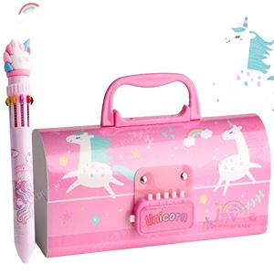 pencil case code lock pen casehandle type pen case large capacity multi-layer multi-function storage bag secret compartmentgift pen case pink