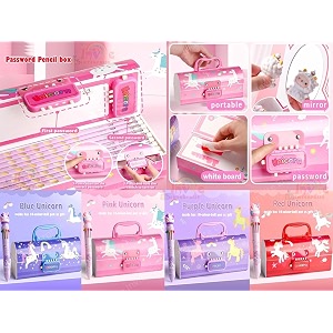 pencil case code lock pen casehandle type pen case large capacity multi-layer multi-function storage bag secret compartmentgift pen case blue