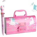 Pencil case Code Lock Pen Case，Handle Type Pen Case Large Capacity Multi-Layer Multi-Function Storage Bag Secret Compartment,Gift Pen case (Pink)