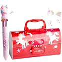 Pencil case Code Lock Pen Case，Handle Type Pen Case Large Capacity Multi-Layer Multi-Function Storage Bag Secret Compartment,Gift Pen case (Red)