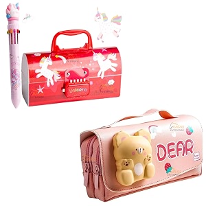 pencil case amp pouch with unique locking password multi-layer compartments amp organizer for kids new unicorn red pboxdear pouch