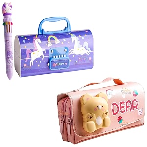 pencil case style password lock multi-layer pencil box amp 3d eva pencil case pouch for boys girlsnew unicorn blue pboxdear pouch