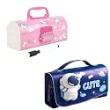 Pencil case Style Password Lock Multi-Layer Pencil Box &amp; 3D EVA Pencil Case Pouch for Boys Girls(Unicorn Pink P.Box+Cute Pouch)