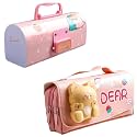 Pencil Case Style Password Lock Multi-Layer Pencil Box &amp; 3D EVA Pencil Case Pouch for Boys Girls (Dinosuar Pink P.Box+Dear Pouch)