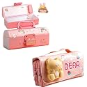 Pencil case Style Password Lock Multi-Layer Pencil Box &amp; 3D EVA Pencil Case Pouch for Boys Girls(Cute Pink P.Box+Dear Pouch)