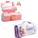 Pencil Case Style Password Lock Multi-Layer Pencil Box &amp; 3D EVA Pencil Case Pouch for Boys &amp; Girls (Cute Pink P.Box+Rabbit Pouch)