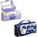 Pencil case Style Password Lock Multi-Layer Pencil Box &amp; 3D EVA Pencil Case Pouch for Boys Girls(Dinosuar Purple P.Box+Cute Pouch)