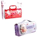 Pencil case Style Password Lock Multi-Layer Pencil Box &amp; 3D EVA Pencil Case Pouch for Boys Girls(New Unicorn Red P.Box+Rabbit Pouch)