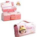 Pencil case Style Password Lock Multi-Layer Pencil Box &amp; 3D EVA Pencil Case Pouch for Boys Girls(Cute Pink P.Box+Flower Pouch)