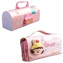 Pencil case Style Password Lock Multi-Layer Pencil Box &amp; 3D EVA Pencil Case Pouch for Boys Girls(Dinosuar Pink P.Box+Flower Pouch)