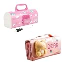 Pencil case Style Password Lock Multi-Layer Pencil Box &amp; 3D EVA Pencil Case Pouch for Boys Girls(Unicorn Pink P.Box+Dear Pouch)