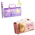 Pencil case Style Password Lock Multi-Layer Pencil Box &amp; 3D EVA Pencil Case Pouch for Boys Girls(New Unicorn Purple P.Box+Dear Pouch)