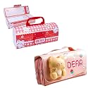 Pencil case Style Password Lock Multi-Layer Pencil Box &amp; 3D EVA Pencil Case Pouch for Boys Girls(Bear Red P.Box+Dear Pouch)