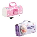 Pencil case Style Password Lock Multi-Layer Pencil Box &amp; 3D EVA Pencil Case Pouch for Boys Girls(Unicorn Pink P.Box+Rabbit Pouch)