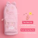 Pencil Stationery Storage Pouch Bag Canvas Pen Holder Organizer for Student, Pencil Case Pouch for Office,College,Middle School,High School (Strawberry Pouch)