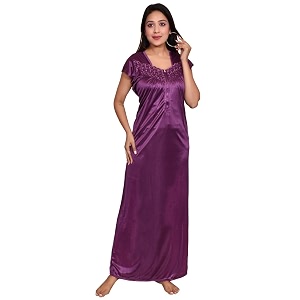 rahl women39s satin solid nighty for wifes and girls half sleeves long height stretchable maxi nightdress for kitchen walking lifestyle honeymoon couple baby feeding mother nighty