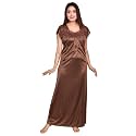 RAHL Women's Satin Solid Nighty for Wifes and Girls, Half Sleeves Long Height Stretchable Maxi Nightdress for Kitchen, Walking, Lifestyle, Honeymoon, Couple, Baby Feeding, Mother Nighty