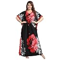 RAHL Women's Satin Solid Nighty for Wifes and Girls, Half Sleeves Long Height Stretchable Maxi Nightdress for Kitchen, Walking, Lifestyle, Honeymoon, Couple (Rose, XL)