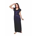RAHL Women's Satin Solid Nighty for Wifes and Girls, Half Sleeves Long Height Stretchable Maxi Nightdress for Kitchen, Walking, Lifestyle, Honeymoon, Couple, Baby Feeding, Mother Nighty