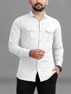 RAHUL LOOK Men Solid Casual White Shirt
