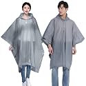 Rain Ponchos for Adults (2 Pack), Reusable EVA Rain Poncho Portable Rain Coats for Men and Women Waterproof with Hood