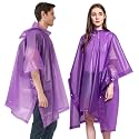 Rain Ponchos for Adults (2 Pack), Reusable EVA Rain Poncho Portable Rain Coats for Men and Women Waterproof with Hood