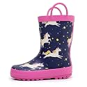 RAINANGEL Toddler Rain Boots with Easy-On Handles, Waterproof Kids Rain Boots for Girls &amp; Boys, Fun Printed &amp; Colors Unisex-Child Outdoor Boots
