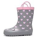 RAINANGEL Toddler Rain Boots with Easy-On Handles, Waterproof Kids Rain Boots for Girls &amp; Boys, Fun Printed &amp; Colors Unisex-Child Outdoor Boots