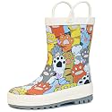 RAINANGEL Toddler Rain Boots with Easy-On Handles, Waterproof Kids Rain Boots for Girls &amp; Boys, Fun Printed &amp; Colors Unisex-Child Outdoor Boots