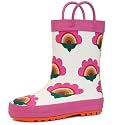 RAINANGEL Toddler Rain Boots with Easy-On Handles, Waterproof Kids Rain Boots for Girls &amp; Boys, Fun Printed &amp; Colors Unisex-Child Outdoor Boots