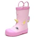 RAINANGEL Toddler Rain Boots with Easy-On Handles, Waterproof Kids Rain Boots for Girls &amp; Boys, Fun Printed &amp; Colors Unisex-Child Outdoor Boots