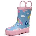 RAINANGEL Toddler Rain Boots with Easy-On Handles, Waterproof Kids Rain Boots for Girls &amp; Boys, Fun Printed &amp; Colors Unisex-Child Outdoor Boots