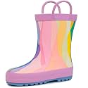 RAINANGEL Toddler Rain Boots with Easy-On Handles, Waterproof Kids Rain Boots for Girls &amp; Boys, Fun Printed &amp; Colors Unisex-Child Outdoor Boots
