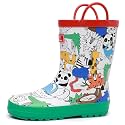 RAINANGEL Toddler Rain Boots with Easy-On Handles, Waterproof Kids Rain Boots for Girls &amp; Boys, Fun Printed &amp; Colors Unisex-Child Outdoor Boots