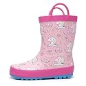 RAINANGEL Toddler Rain Boots with Easy-On Handles, Waterproof Kids Rain Boots for Girls &amp; Boys, Fun Printed &amp; Colors Unisex-Child Outdoor Boots