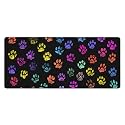 Rainbow Animal Footprints Extended Gaming Mouse Pad, with Stitched Edges Large Mouse Pad Desk Protector, Rubber Base Mousepad Keyboard Mouses Mat for Work Game Office Home- 32" X 12" Inch
