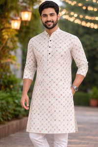 Rainbow Cloths Men Printed Straight Kurta