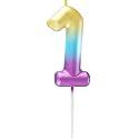 Rainbow Number 1 Candle Happy Birthday 3D Number Candles for Birthday Cake Party Decoration Wedding Anniversary Celebration Supplies