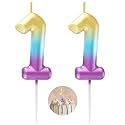 Rainbow Number 11 Candle Happy Birthday 3D Number Candles for Birthday Cake Party Decoration Wedding Anniversary Celebration Supplies