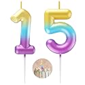 Rainbow Number 15 Candle Happy Birthday 3D Number Candles for Birthday Cake Party Decoration Wedding Anniversary Celebration Supplies