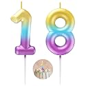 Rainbow Number 18 Candle Happy Birthday 3D Number Candles for Birthday Cake Party Decoration Wedding Anniversary Celebration Supplies
