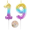Rainbow Number 19 Candle Happy Birthday 3D Number Candles for Birthday Cake Party Decoration Wedding Anniversary Celebration Supplies