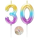 Rainbow Number 30 Candle Happy Birthday 3D Number Candles for Birthday Cake Party Decoration Wedding Anniversary Celebration Supplies