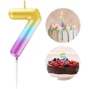 Rainbow Number 7 Candle Happy Birthday 3D Number Candles for Birthday Cake Party Decoration Wedding Anniversary Celebration Supplies