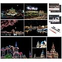 Rainbow Painting Scratch Paper By BOTEEN, City Series Night Scene,Scratch Painting Creative Gift,Scratchboard for Adult and Kids,with 4 Tools,Size:11.7''x8.3''（A4）（8PACK）