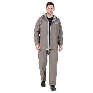 rainbow vintage rs safari water proof men39s raincoats hooded full sleeves outdoor rainwear durable cloth rainwear for camping hiking travelling  adjustable drawstring  grey size - xxl