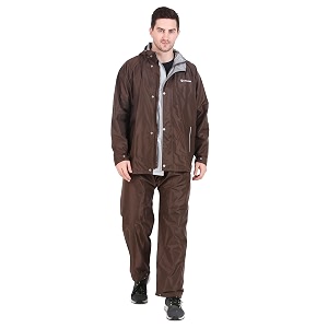 rainbow vintage rs safari water proof men39s raincoats hooded full sleeves outdoor rainwear durable cloth rainwear for camping hiking travelling adjustable drawstring  - brown size - xxl