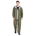 RAINBOW Vintage R/S Safari Water Proof Men's Raincoats |Hooded Full Sleeves Outdoor Rainwear | Durable Cloth Rainwear for Camping, Hiking, Travelling |Adjustable Drawstring | - Green, Size - XXL